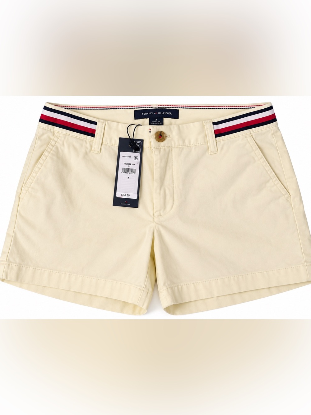 NWT Tommy Hilfiger Women's 5" light yellow Stretch Shorts Size 2